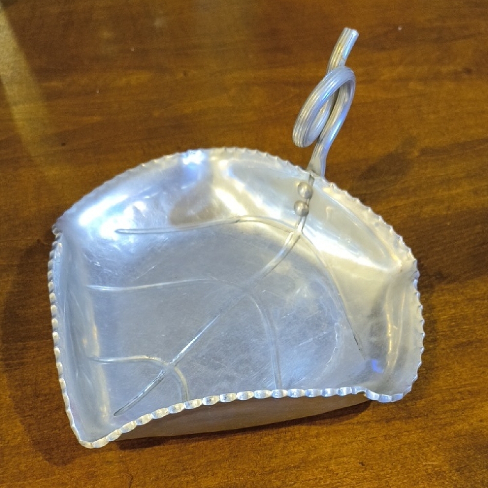 Vintage Aluminum Leaf Dish with Decorative Handle B.W. Benilum